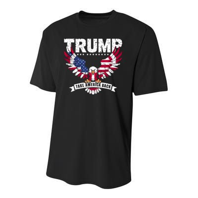 Trump 2024 Take America Back Graphic Youth Performance Sprint T-Shirt