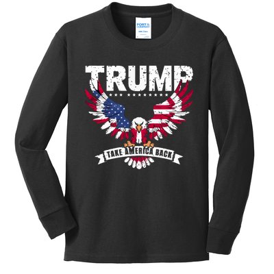 Trump 2024 Take America Back Graphic Kids Long Sleeve Shirt