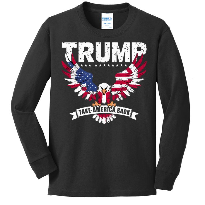 Trump 2024 Take America Back Graphic Kids Long Sleeve Shirt