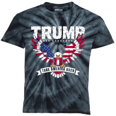 Trump 2024 Take America Back Graphic Kids Tie-Dye T-Shirt