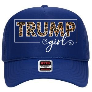 Trump 2020 Trump Leopard Pattern Gift High Crown Mesh Back Trucker Hat