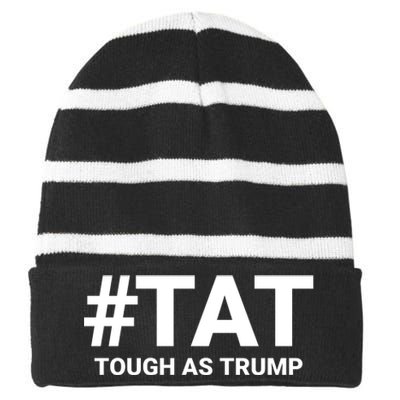 Trump 2024 Tough As Trump Tat Pa Rally 2024 Save Our Republic Usa Flag Striped Beanie with Solid Band