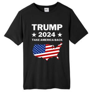 Trump 2024 Take America Back American Flag Pro Trump Tall Fusion ChromaSoft Performance T-Shirt