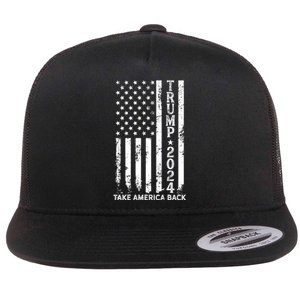 Trump 2024 Take America Back Election Patriotic Flag Flat Bill Trucker Hat