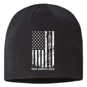 Trump 2024 Take America Back Election Patriotic Flag Sustainable Beanie