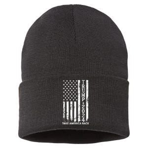 Trump 2024 Take America Back Election Patriotic Flag Sustainable Knit Beanie