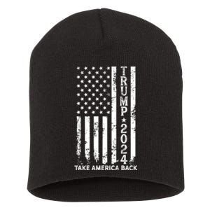 Trump 2024 Take America Back Election Patriotic Flag Short Acrylic Beanie