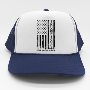 Trump 2024 Take America Back Election Patriotic Flag Trucker Hat