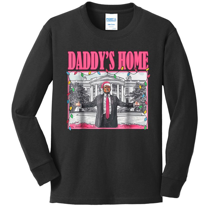 Trump 2024 Take America Back Daddys Home Christmas Kids Long Sleeve Shirt