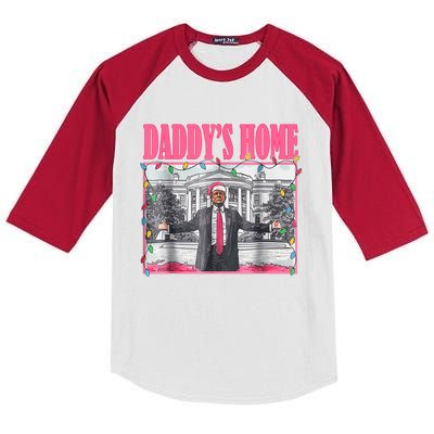 Trump 2024 Take America Back Daddys Home Christmas Kids Colorblock Raglan Jersey