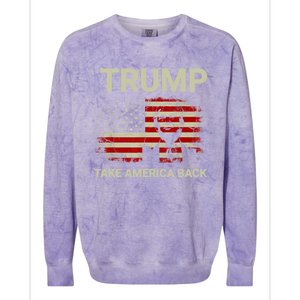 Trump 2024 Take America Back American Flag Colorblast Crewneck Sweatshirt