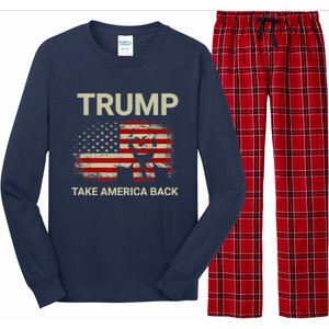 Trump 2024 Take America Back American Flag Long Sleeve Pajama Set