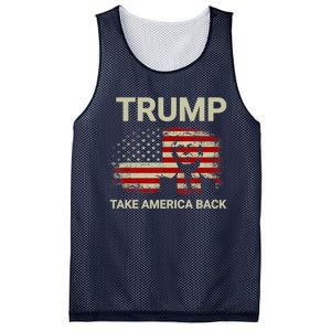 Trump 2024 Take America Back American Flag Mesh Reversible Basketball Jersey Tank