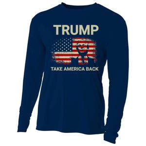 Trump 2024 Take America Back American Flag Cooling Performance Long Sleeve Crew