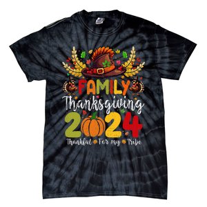 Thanksgiving 2024 Thankful For My Tribe Group Autumn Tie-Dye T-Shirt