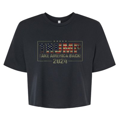 Trump 2024 Take America Back American Flag Bella+Canvas Jersey Crop Tee