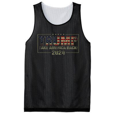 Trump 2024 Take America Back American Flag Mesh Reversible Basketball Jersey Tank