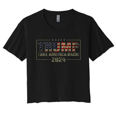 Trump 2024 Take America Back American Flag Women's Crop Top Tee