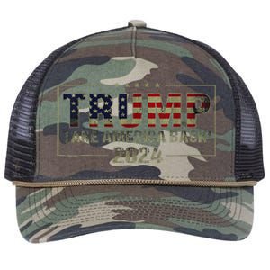 Trump 2024 Take America Back American Flag Retro Rope Trucker Hat Cap