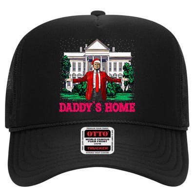 Trump 2024 Take America Back DaddyS Home Christmas High Crown Mesh Back Trucker Hat