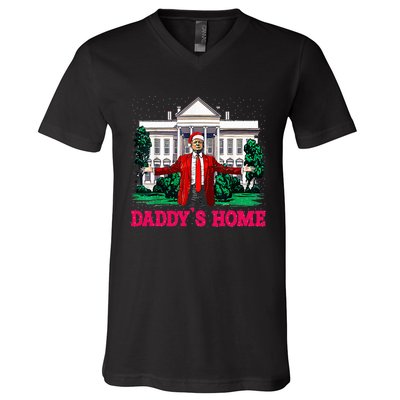 Trump 2024 Take America Back DaddyS Home Christmas V-Neck T-Shirt