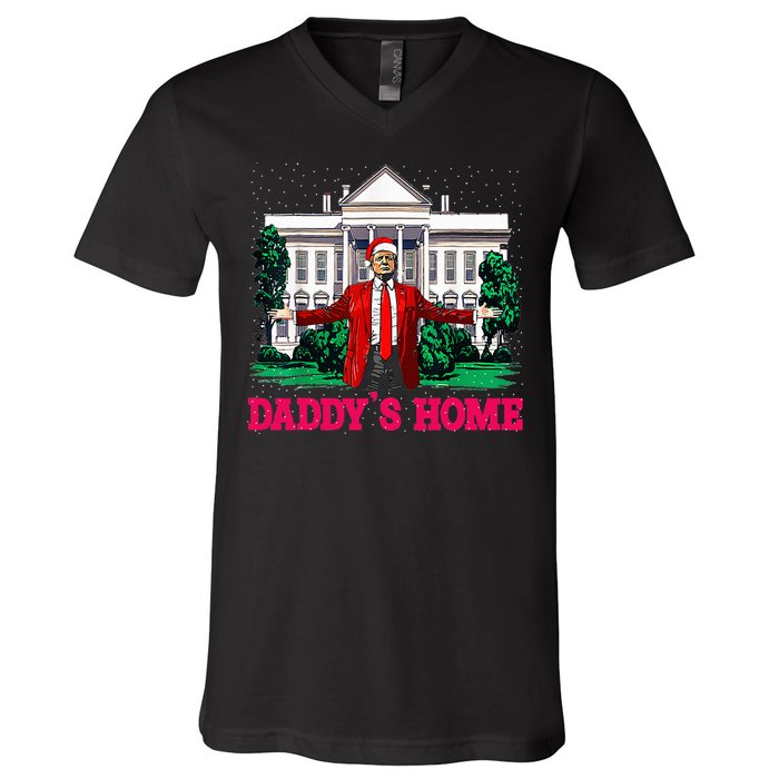 Trump 2024 Take America Back DaddyS Home Christmas V-Neck T-Shirt