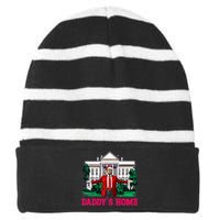 Trump 2024 Take America Back DaddyS Home Christmas Striped Beanie with Solid Band