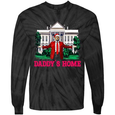 Trump 2024 Take America Back DaddyS Home Christmas Tie-Dye Long Sleeve Shirt