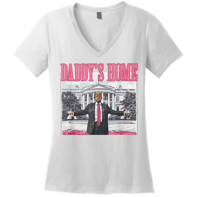 Trump 2024 Take America Back DaddyS Home Trump 2024 Women's V-Neck T-Shirt