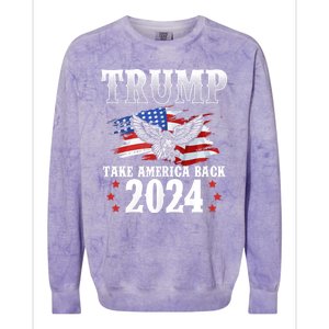 Trump 2024 Take America Back American Flag Trump 2024 Colorblast Crewneck Sweatshirt