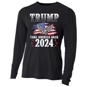 Trump 2024 Take America Back American Flag Trump 2024 Cooling Performance Long Sleeve Crew