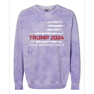 Trump 2024 Take America Back Election Patriotic Flag Colorblast Crewneck Sweatshirt