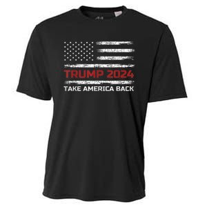 Trump 2024 Take America Back Election Patriotic Flag Cooling Performance Crew T-Shirt