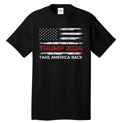 Trump 2024 Take America Back Election Patriotic Flag Tall T-Shirt