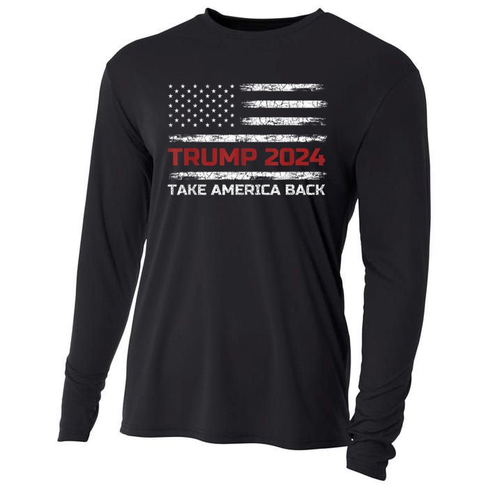 Trump 2024 Take America Back Election Patriotic Flag Cooling Performance Long Sleeve Crew