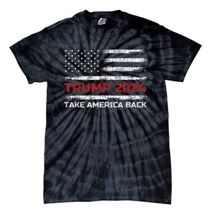 Trump 2024 Take America Back Election Patriotic Flag Tie-Dye T-Shirt