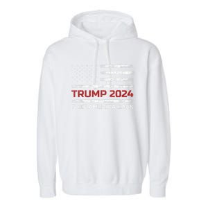 Trump 2024 Take America Back Election Patriotic Flag Garment-Dyed Fleece Hoodie