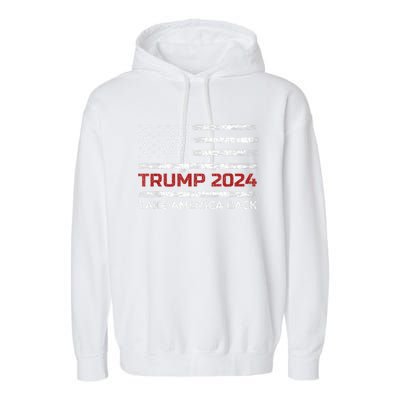 Trump 2024 Take America Back Election Patriotic Flag Garment-Dyed Fleece Hoodie