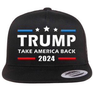 Trump 2024 Take America Back Election Patriotic Second Term Flat Bill Trucker Hat