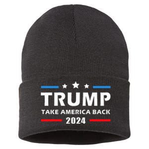 Trump 2024 Take America Back Election Patriotic Second Term Sustainable Knit Beanie