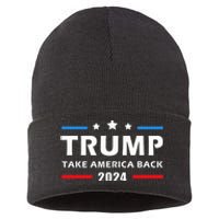 Trump 2024 Take America Back Election Patriotic Second Term Sustainable Knit Beanie