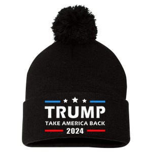 Trump 2024 Take America Back Election Patriotic Second Term Pom Pom 12in Knit Beanie