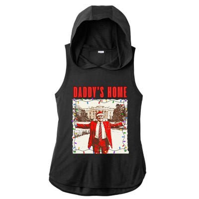 Trump 2024 Take America Back DaddyS Home Trump Christmas Ladies PosiCharge Tri-Blend Wicking Draft Hoodie Tank