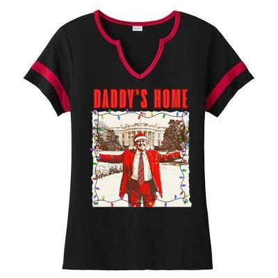 Trump 2024 Take America Back DaddyS Home Trump Christmas Ladies Halftime Notch Neck Tee