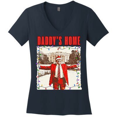 Trump 2024 Take America Back DaddyS Home Trump Christmas Women's V-Neck T-Shirt