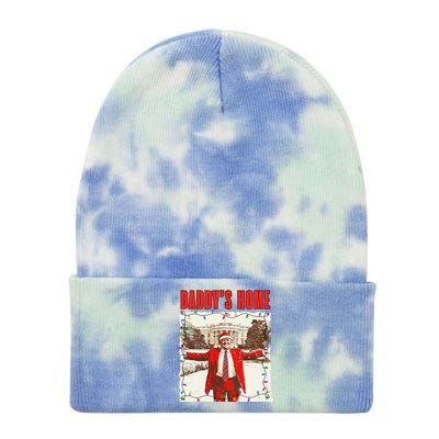 Trump 2024 Take America Back DaddyS Home Trump Christmas Tie Dye 12in Knit Beanie