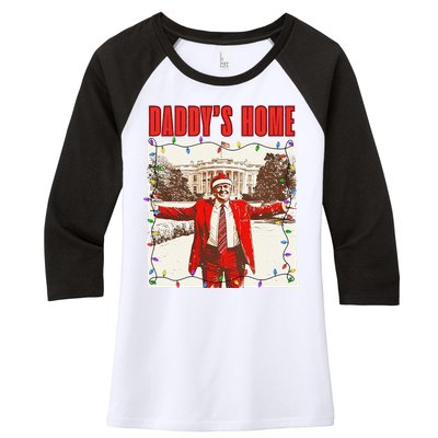 Trump 2024 Take America Back DaddyS Home Trump Christmas Women's Tri-Blend 3/4-Sleeve Raglan Shirt