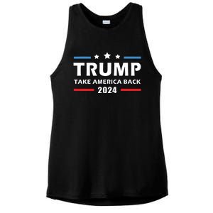 Trump 2024 Take America Back Election Patriotic Second Term Ladies PosiCharge Tri-Blend Wicking Tank