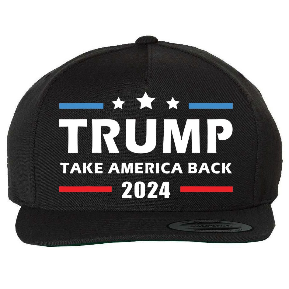 Trump 2024 Take America Back Election Patriotic Second Term Wool Snapback Cap