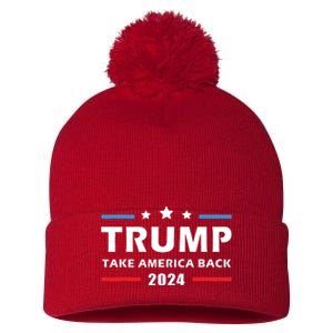 Trump 2024 Take America Back Election Patriotic Second Term Pom Pom 12in Knit Beanie